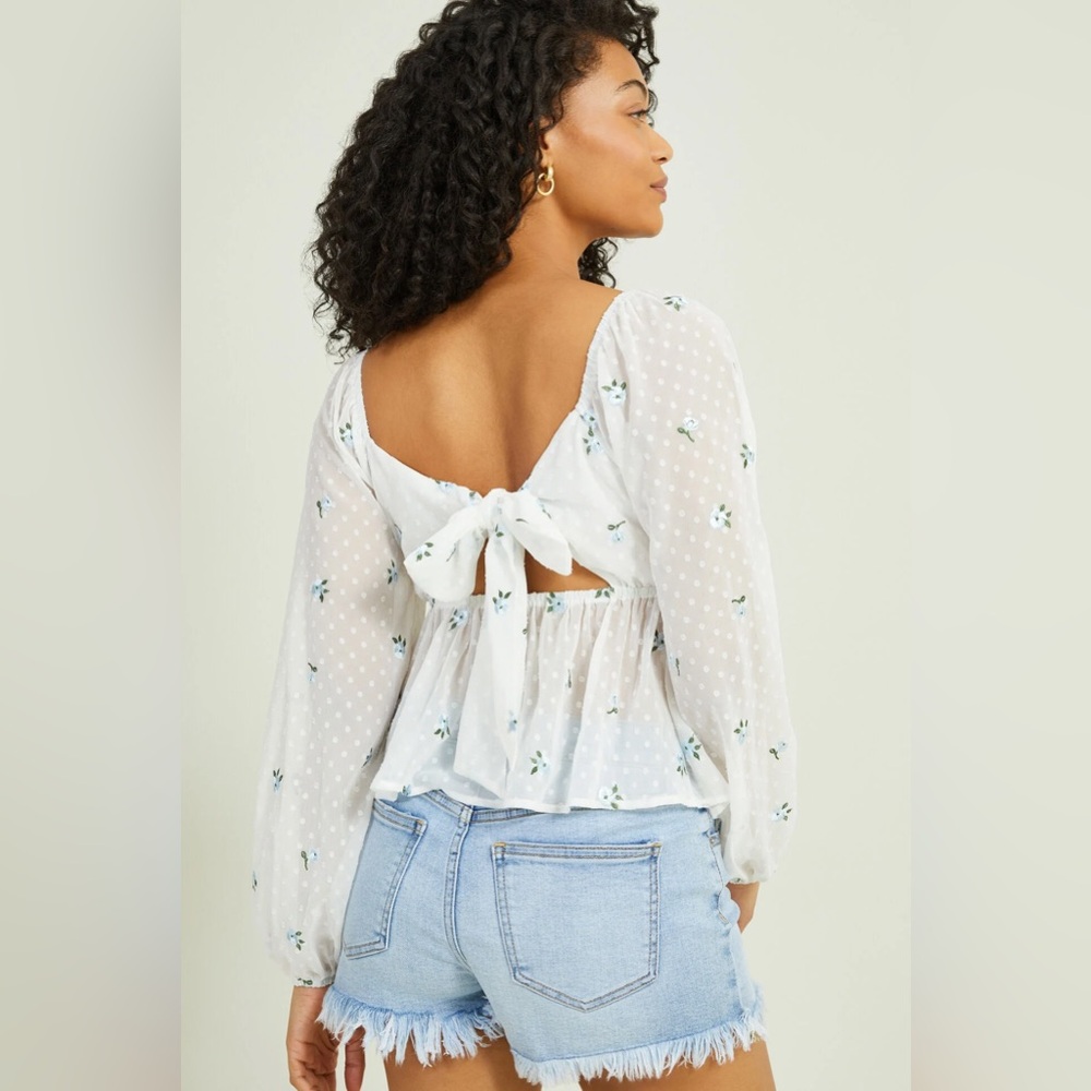 Altar’d State White Lane Floral Babydoll Top - XS